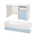 Bed TREND PLUS NEW white+baby blue Variant A /teen bed; study desk&cupboard/